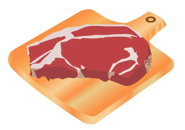 厨房切菜板上的牛肉或猪肉牛排或牛肉片 — 图库矢量图片