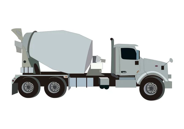 コンクリート製のトラック 建設車両 白い背景にアメリカの建設トラック — ストックベクタ