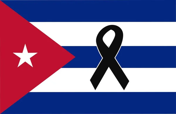 Flaga Kuby Czarnym Łukiem Jako Oznaką Żałoby — Wektor stockowy