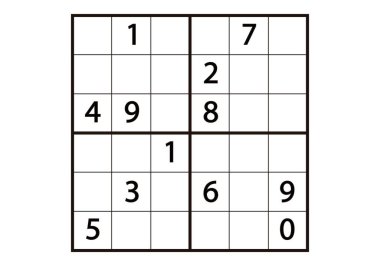 Sudoku. Sayıların hobileri. Beyaz arkaplanda numaralar olan şebeke. Zihinsel jimnastik