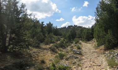 İspanya 'nın ekili tarlaları ve dağları.