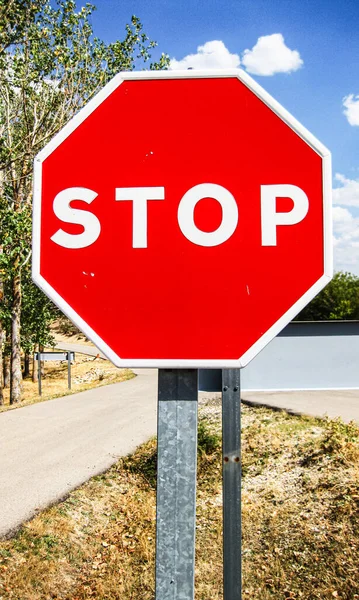 Sinal Trânsito Stop Vermelho — Fotografia de Stock