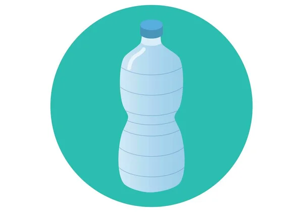 Botella Plástico Con Agua Mineral Sobre Círculo Verde Fondo Blanco — Archivo Imágenes Vectoriales