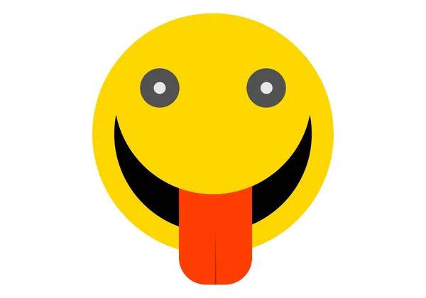 Emoticon Con Lengua Sobresaliendo Felicidad — Archivo Imágenes Vectoriales