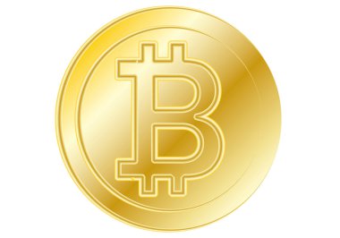 Beyaz zemin üzerinde altın bitcoin kripto para birimi.