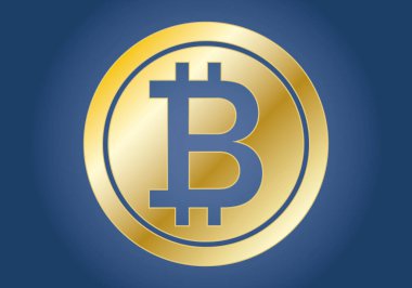 Mavi arkaplanda Altın Bitcoin kripto para birimi.