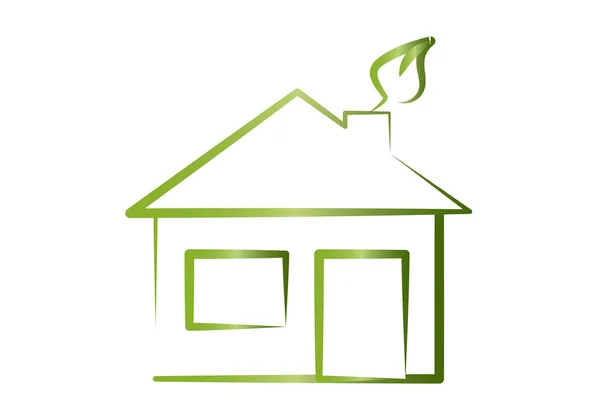 Ícone Verde Eco Casa Fundo Branco —  Vetores de Stock