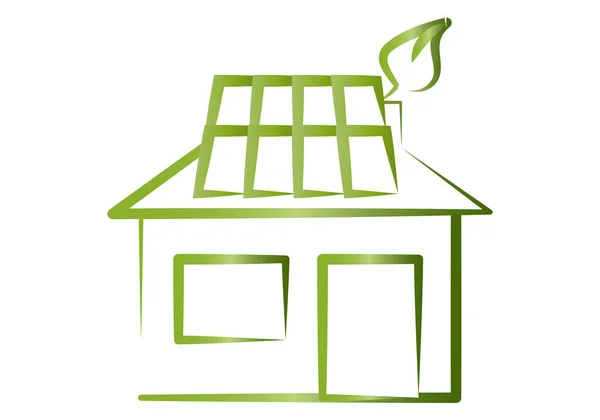 Eco Icono Casa Con Paneles Solares — Vector de stock