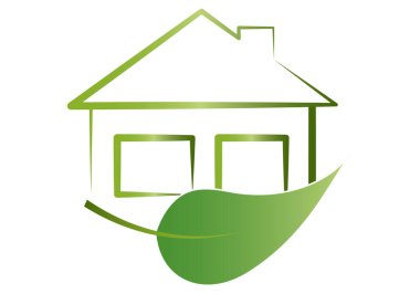 Eko evinin yeşil yapraklı ev simgesi.