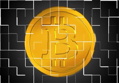 Altın ve parlak bitcoin para.