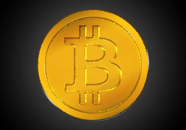 Golden Shiny Bitcoin Coin — 图库照片