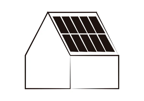 Ícone Preto Casa Com Painel Solar —  Vetores de Stock