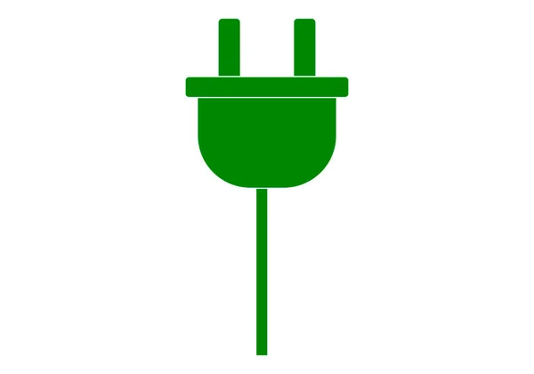 Green Icon Plug White Background — Stock Vector