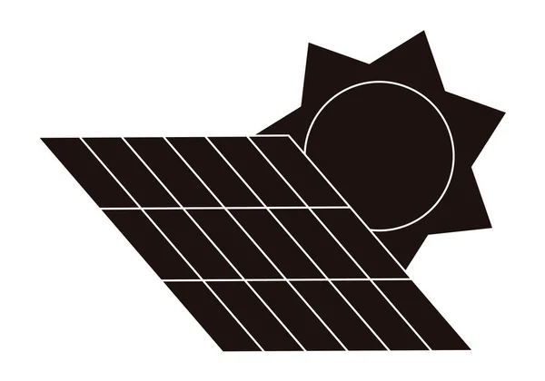 Zonnepaneel Zwart Pictogram Witte Achtergrond — Stockvector