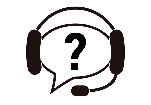 Technical Support Icon Headphones Microphone Question Mark — ストックベクタ