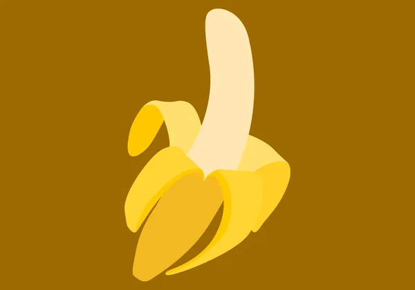 Peeled Banana Brown Background — Vetor de Stock