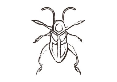 Beyaz arkaplanda siyah böcek simgesi.