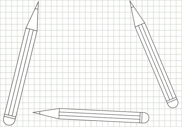 Karierter Hintergrund Mit Gezeichneten Bleistiften — Stockvektor