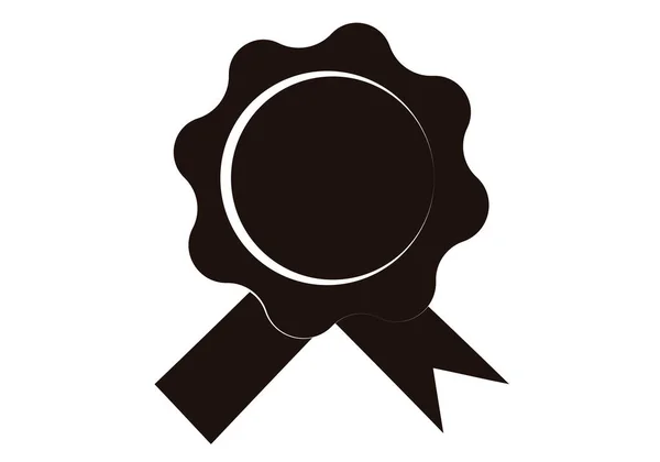 Medalla Sello Icono Negro Sobre Fondo Blanco — Vector de stock