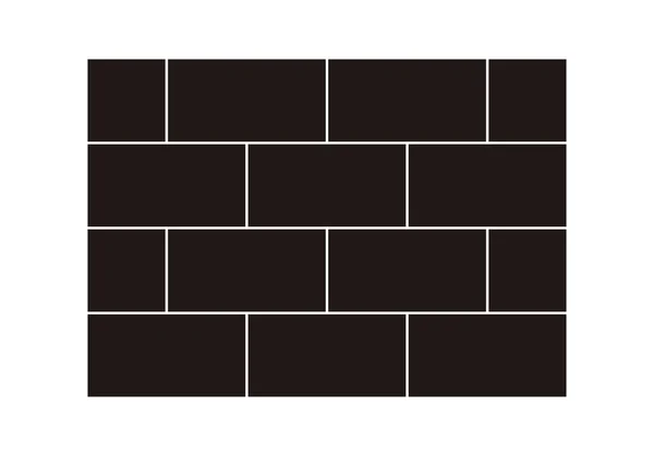 Zwarte Bakstenen Muur Pictogram Witte Achtergrond — Stockvector