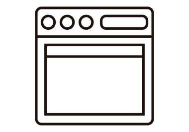 Beyaz arkaplanda siyah fırın simgesi.