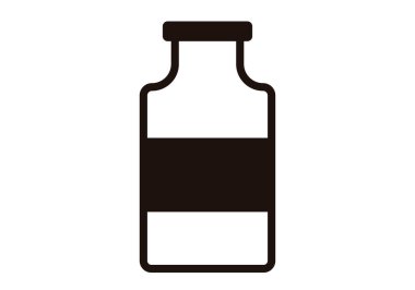 Beyaz arkaplanda siyah ilaç şişesi simgesi.