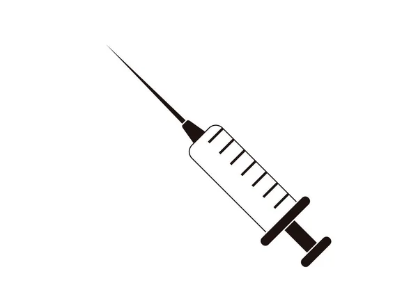 Vakcina Injekció Fekete Ikon Fehér Alapon — Stock Vector