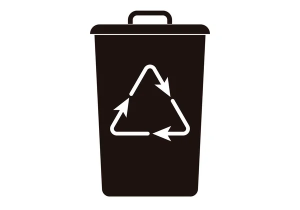 Schwarze Mülleimer Ikone Zum Recyceln — Stockvektor