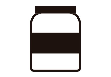 Beyaz arkaplanı olan bir kavanozun siyah simgesi.