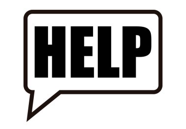 Beyaz arkaplanda yardım balonu simgesi.