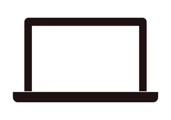 Icona Del Computer Portatile Nero Sfondo Bianco — Vettoriale Stock