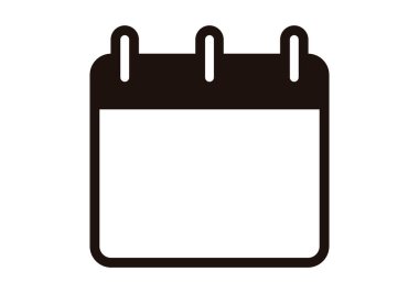 Beyaz arkaplanda siyah takvim simgesi.