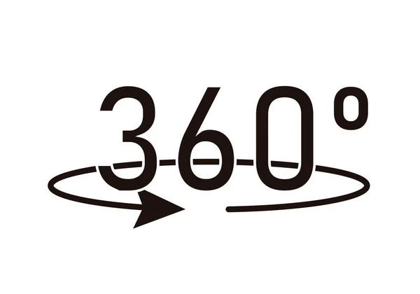 Icono 360 Grados Negro Sobre Fondo Blanco — Archivo Imágenes Vectoriales