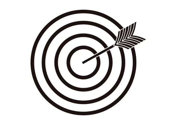 Schwarze Ikone Von Bullseye Mit Pfeil Auf Weißem Hintergrund — Stockvektor