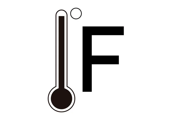 Zwart Pictogram Van Thermometer Graden Fahrenheit — Stockvector