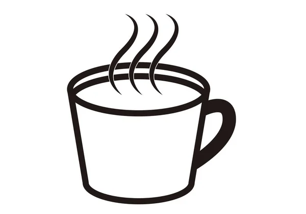 Zwarte Koffie Pictogram Witte Achtergrond — Stockvector