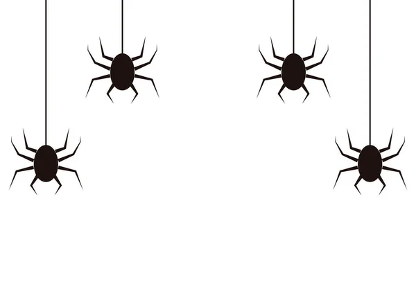 Araignées Suspendues Noires Icônes Fixées Sur Fond Blanc — Image vectorielle