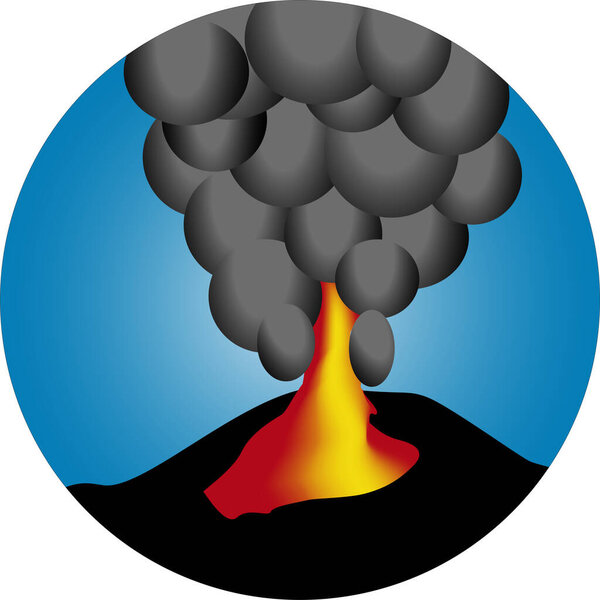 Извергающийся вулкан. Извержение иконы вулкана в цвете