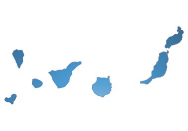 İspanya, Kanarya Adaları 'nın Mavi Haritası.