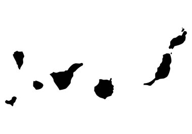 Black map of the Canary Islands, Spain. clipart
