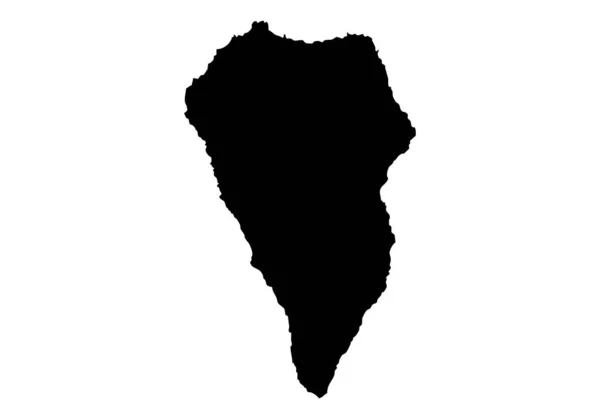 Černá Mapa Ostrova Palma Kanárské Ostrovy Španělsko — Stockový vektor