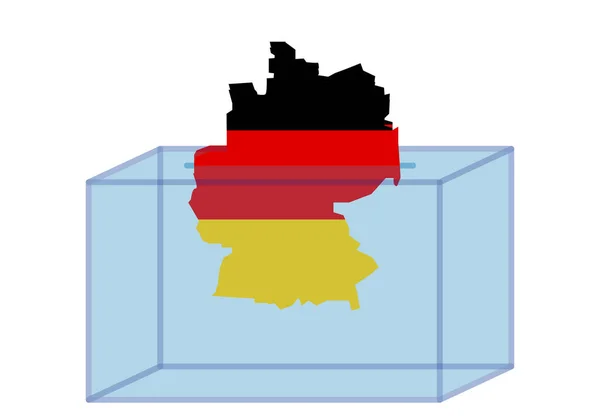 Elecciones Alemania Elección Urnas Con Mapa Alemania Bandera — Archivo Imágenes Vectoriales