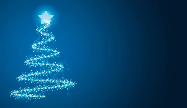 Fondo Azul Con Árbol Navidad Iluminado —  Fotos de Stock