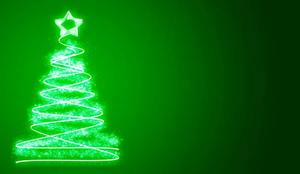 Fondo Verde Con Árbol Navidad Iluminado —  Fotos de Stock