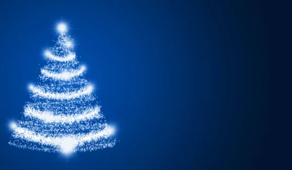 Fond Bleu Avec Arbre Noël Illuminé — Photo