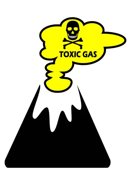 Warning Danger Due Toxic Gas Emitted Erupting Volcano Skull Toxic — Stock Vector