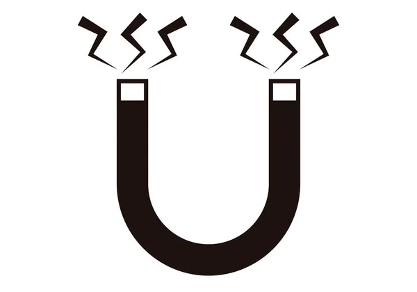 Hufeisenmagnet Schwarzes Symbol Auf Weißem Hintergrund — Stockvektor