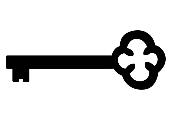 Vieille Clé Noire Sur Fond Blanc — Image vectorielle
