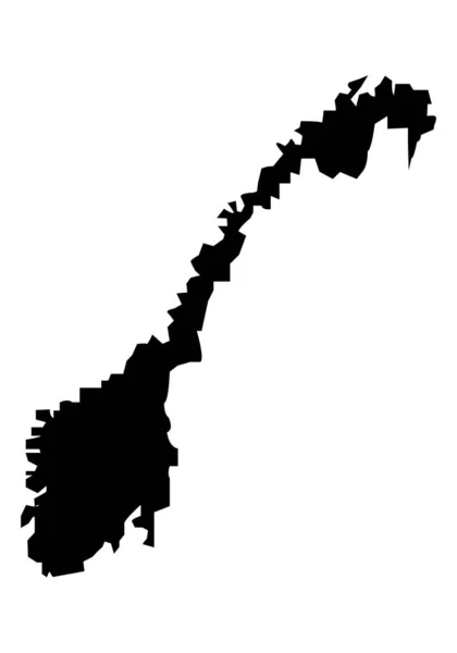 Norvège Carte Silhouette Sur Fond Blanc — Image vectorielle