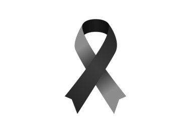 Black mourning ribbon on a white background